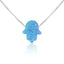 Sterling Silver Opal Hamsa Hand Necklace